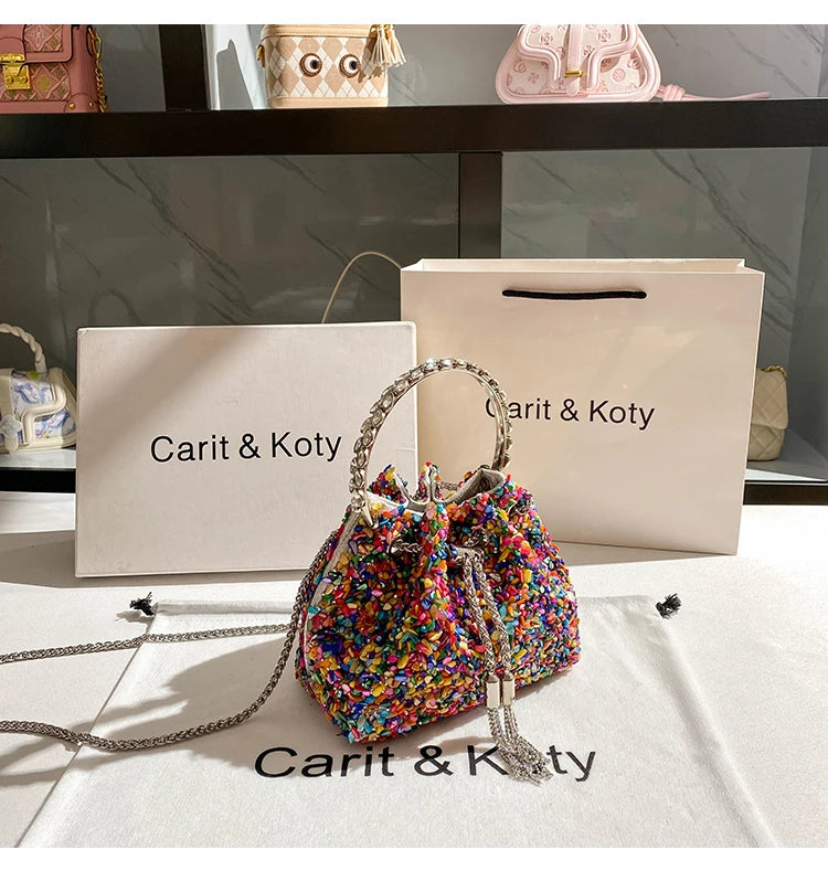Luxury Designer Colorful Stones Evening Clutch Bag Wedding