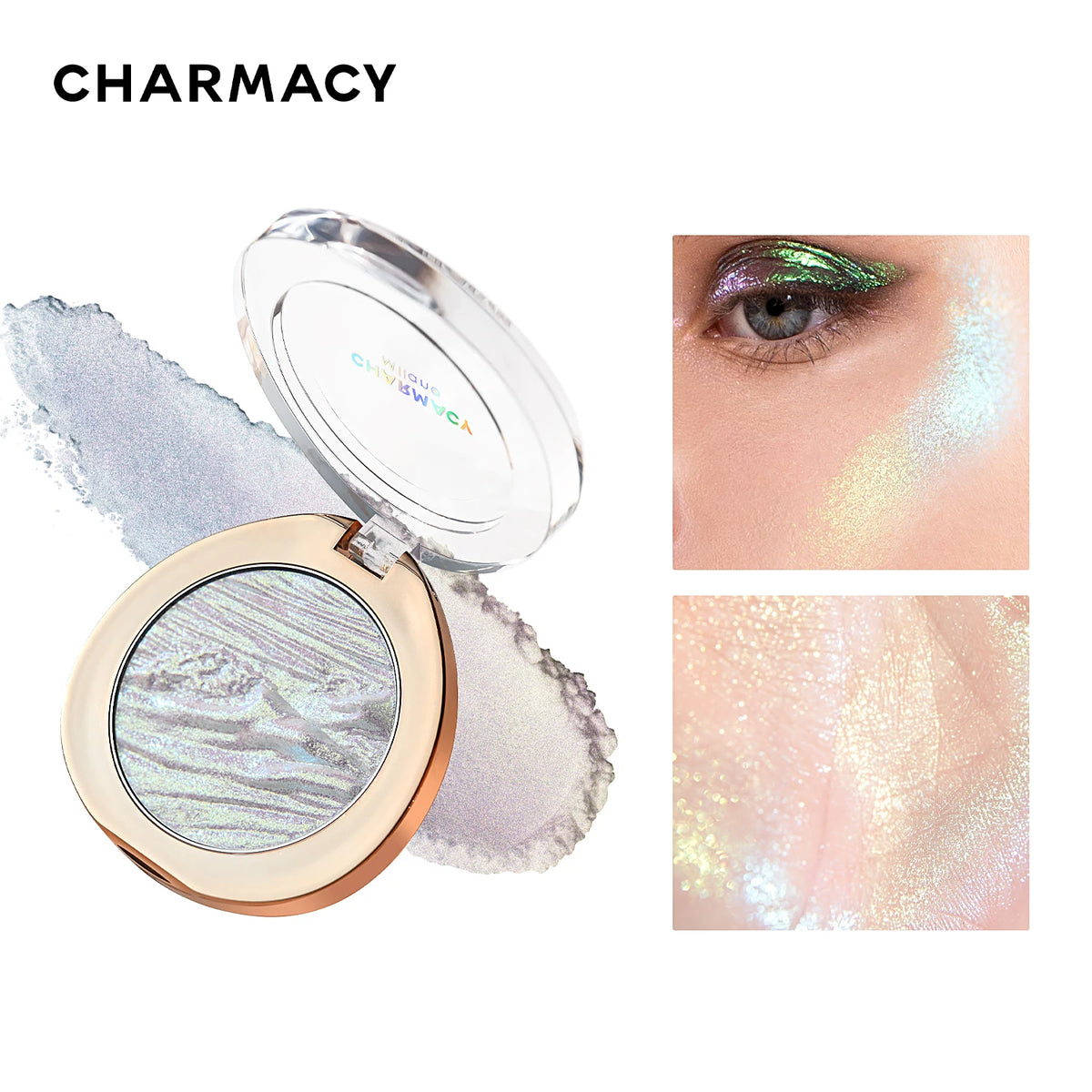 CHARMACY Multichrome Glitter Highlighter Long-lasting Easy to Wear Shimmer Professional Illuminator Makeup for Women Cosmetic