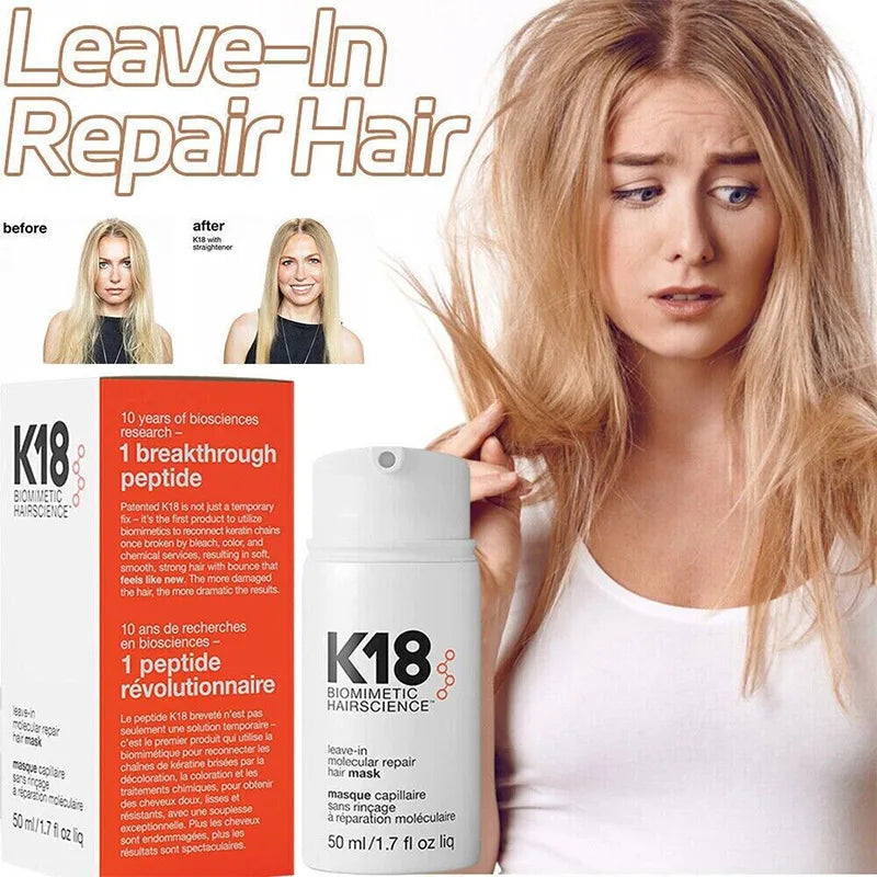 50ml K18 Repair Hair Mask Leave-In Molecules Damage Restore Soft Dry Frizzy Hair Deep Repair Keratin Scalp Care Hair Conditioner