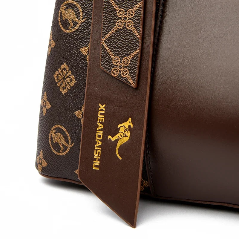 Women Luxury Top-Handle Bags 3 layer Design Fashion Print Handbag High Quality Leather Shoulder Bag Large Capacity Women Handbag