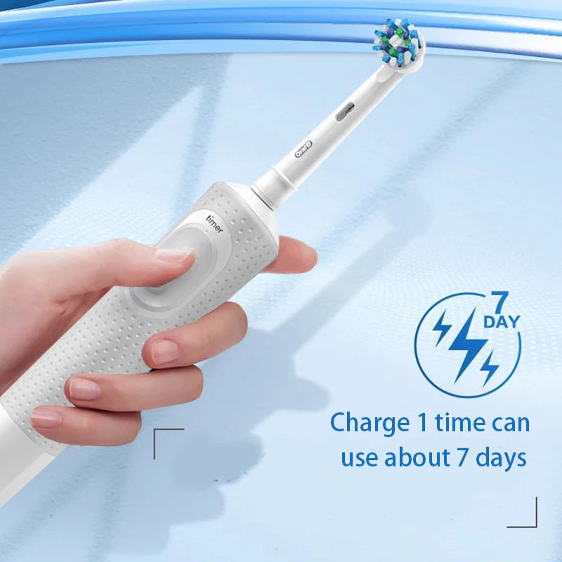 Oral B Vitality Cross Action Electric Toothbrush Rechargeable With 2 Minutes Timer Rotation Clean White Teeth Black/White Brush