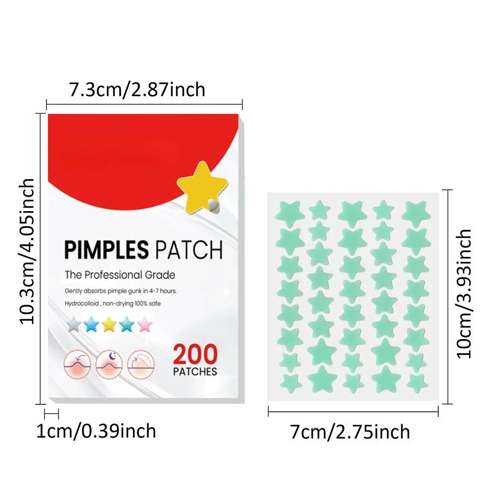 200pcs Star Pimple Patch Acne Colorful Invisible Acne Removal Skin Care Stickers  Face Spot Beauty Makeup Tool