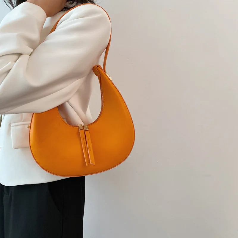 Fashion Design Tote Bags for Women Luxury Half Moon Hobo Bag Lady Brand Shoulder Bags PU Leather Armpit Clutch Handbag and Purse
