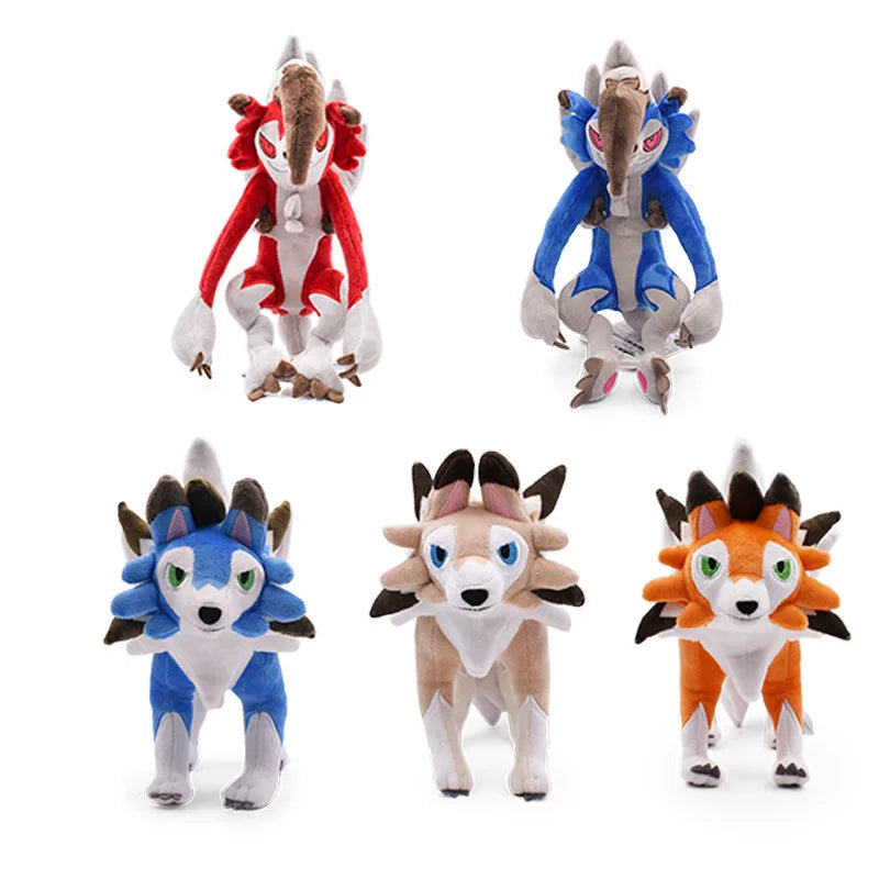 23-27cm Pokemon Anime Shiny Lycanroc Soft Plush Toy Kawaii Cartoon Midnight Midday Lycanroc Charizard Wolf Stuffed Animals Gifts