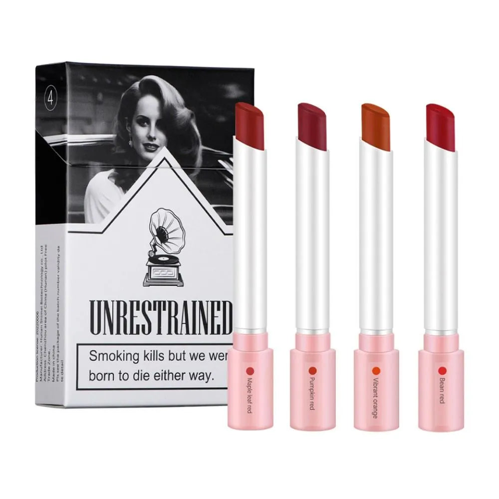 4 Colors Creative Cigarette Lipstick Set Matte Long Lasting Waterproof