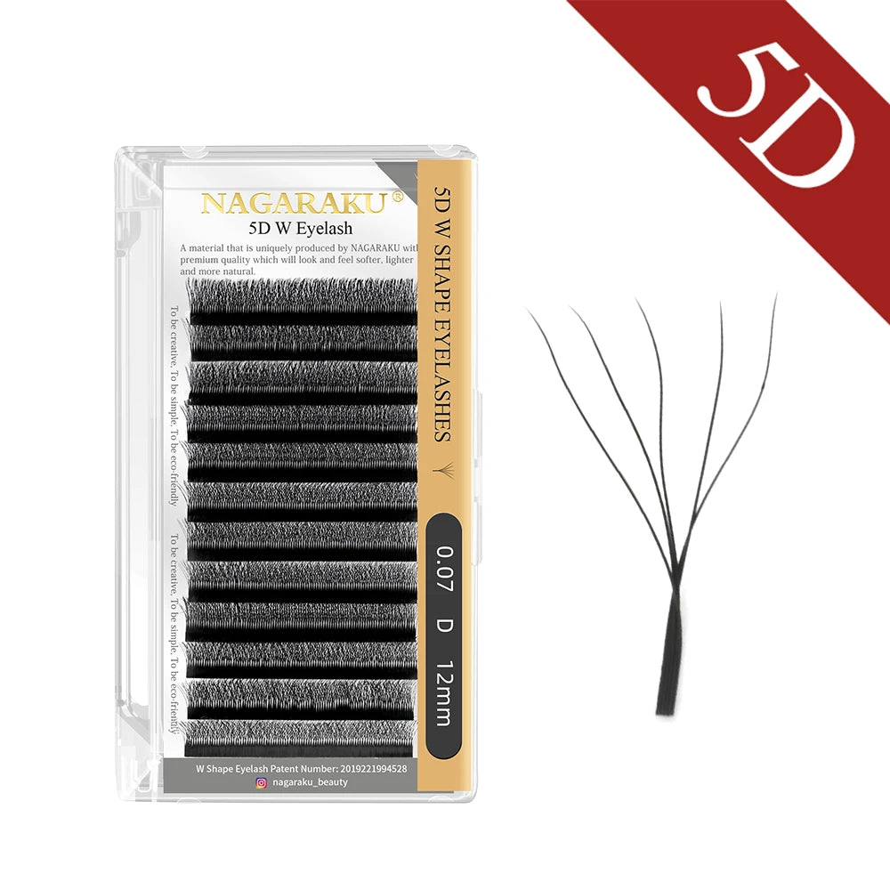 NAGARAKU Automatic Flowering W Shape  Bloom 3D 4D 5D 6D Premade Fans Speed Eyelash Extensions Natural Soft Light  Full Dense