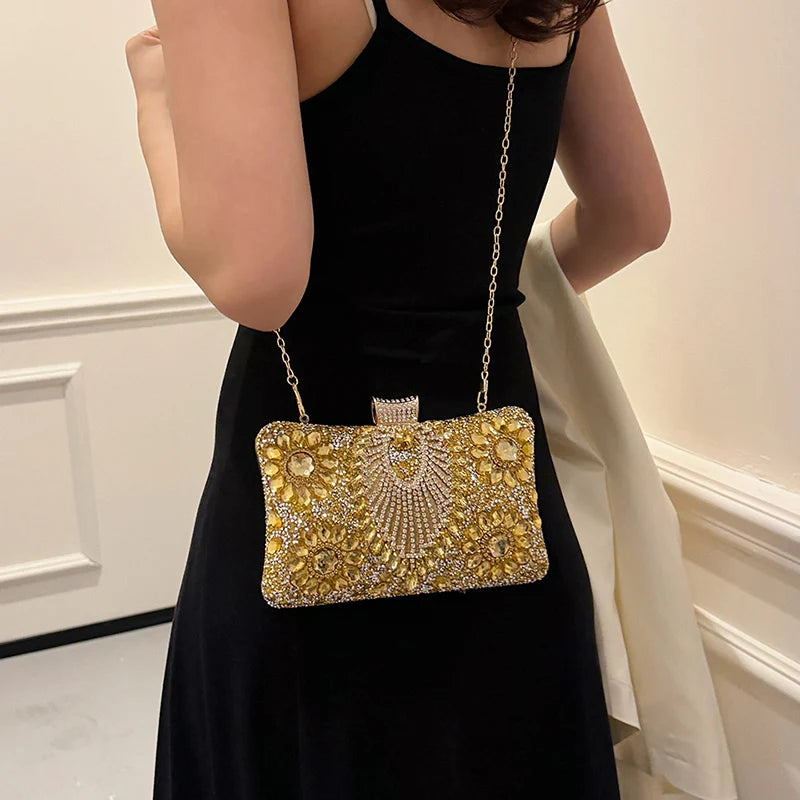 Luxury Sparking Rhinestone Evening Clutch Bags For Women Wedding Prom Dinner Party Gemstone Crossbody Bag 2024 Designer Handbags