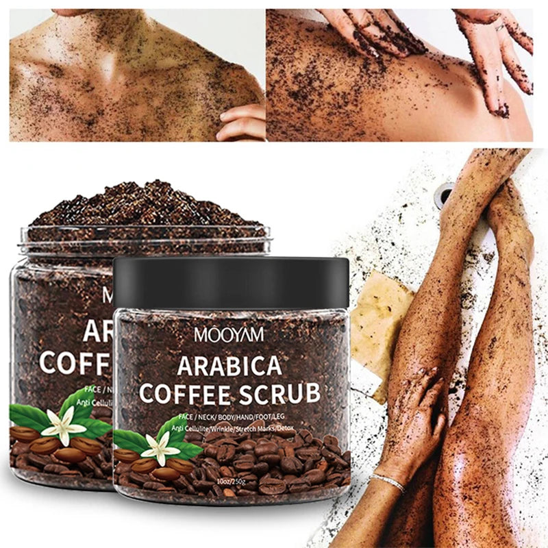 Arabica Coffee Body Scrub - Moisturizing and Exfoliating Body, Face, Hand, Foot Scrub - Fights Stretch Marks, Fine Lines