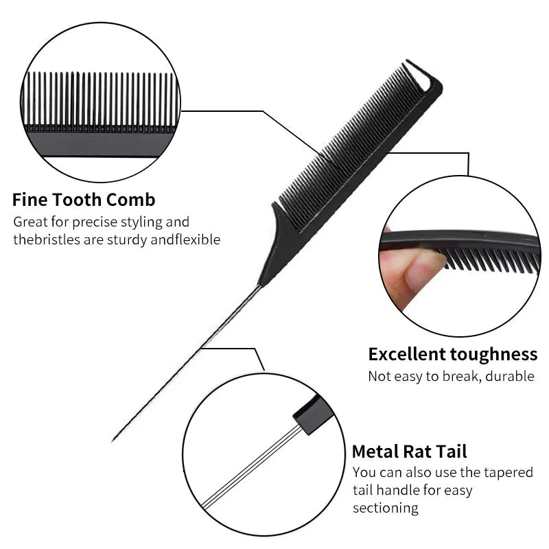 Comb Set Hair Styling Special Pointy Tail Beating Double Headed Brush Eyebrow Long Barber Makeup Updo Children Hair Salon Tools