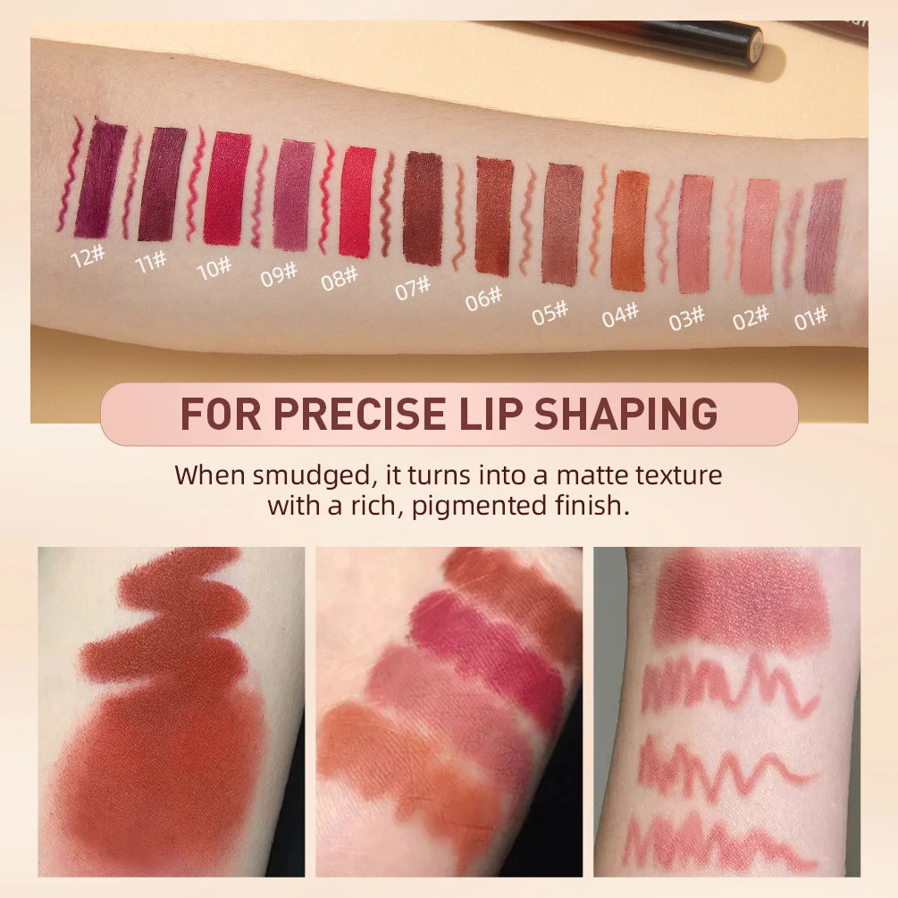 2025 New Matte Nude Lipstick Pen Long Lasting Lipliner Lip Pencil Waterproof
