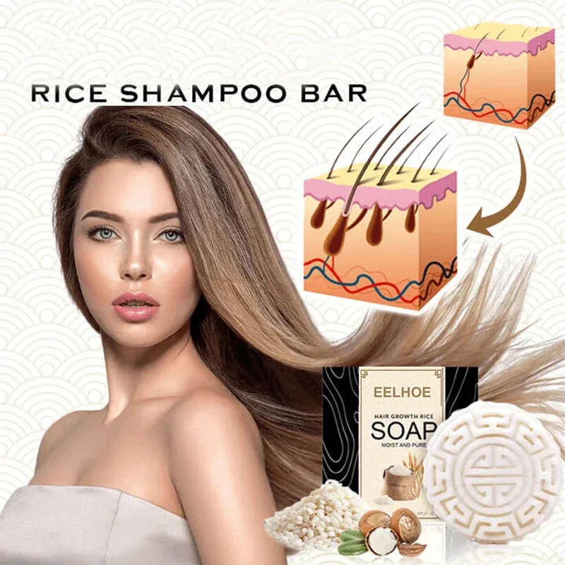 Rice Shampoo Bar, Hair Regrow, Moisturizing, Anti Hair Loss