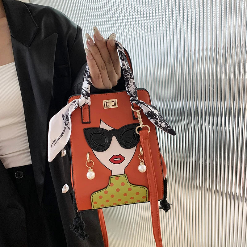 2023 Luxury Brand Hand Bags for Women High Quality PU Shoulder Bag Fashion Glasses Beauty Crossbody Bag Cute Purses and Handbags