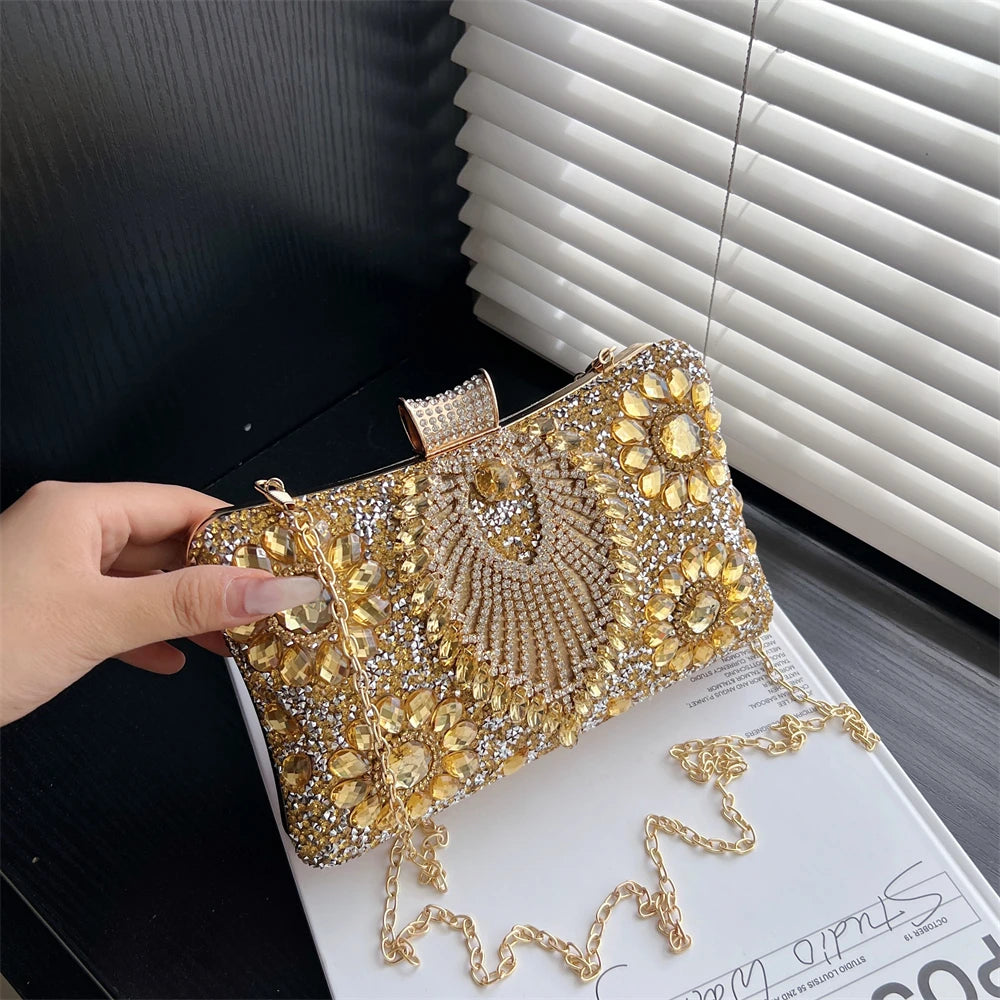 Luxury Sparking Rhinestone Evening Clutch Bags For Women Wedding Prom Dinner Party Gemstone Crossbody Bag 2024 Designer Handbags