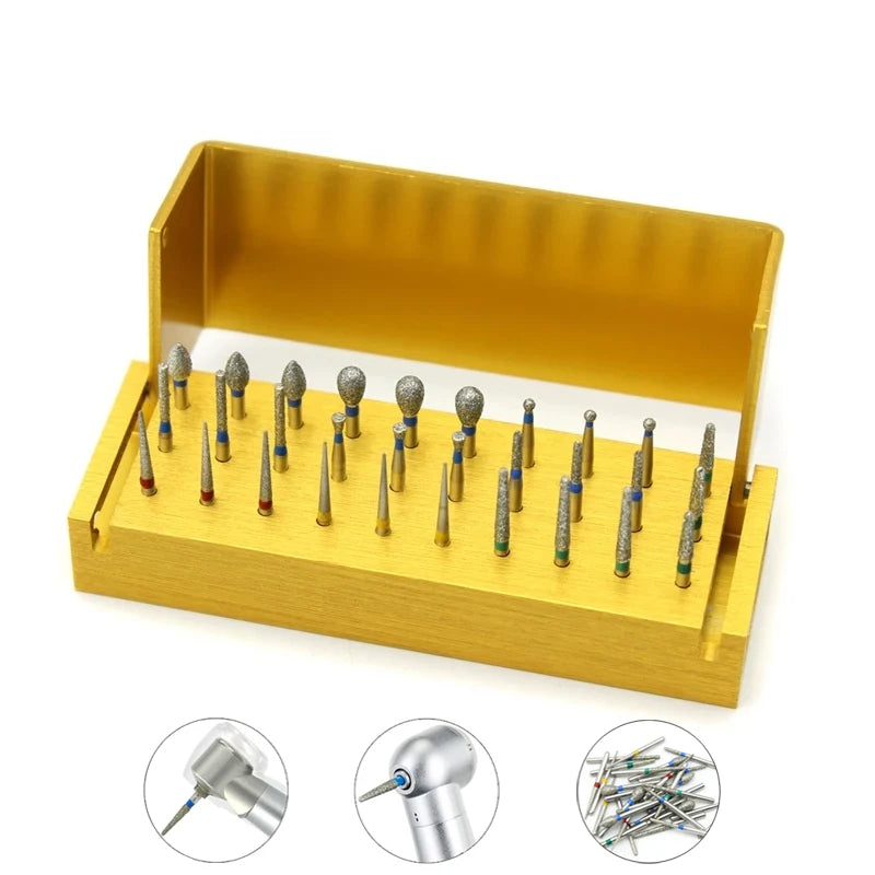 30Pcs Aluminium Dental Burs Diamond Set High Speed Sanding Teeth Polishing Drill Instrument Teeth Whitening Dentisry Tool