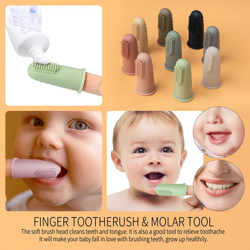 3Pcs Baby Silicone Finger Toothbrush Children Teeth Clear Massage Soft Infant Rubber Cleaning Brush Kid Dental Care Toothbrush