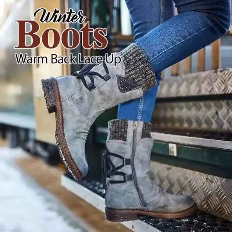 Thick Sole Wedge Heel Snow Boots 2022 New Black Fashion Warm Women's Boots Classic Winter Women's Boots Black Boots