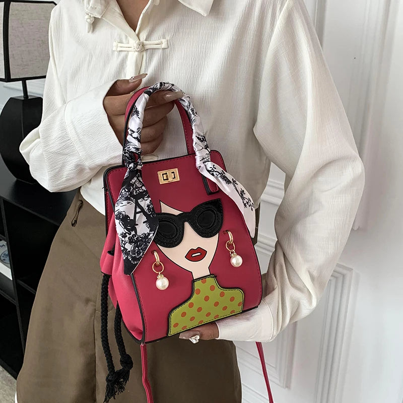 2023 Luxury Brand Hand Bags for Women High Quality PU Shoulder Bag Fashion Glasses Beauty Crossbody Bag Cute Purses and Handbags