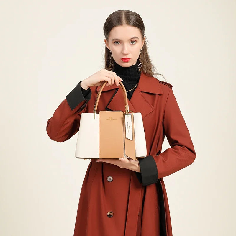 Women Luxury Top-Handle Bags 3 layer Design Fashion Print Handbag High Quality Leather Shoulder Bag Large Capacity Women Handbag