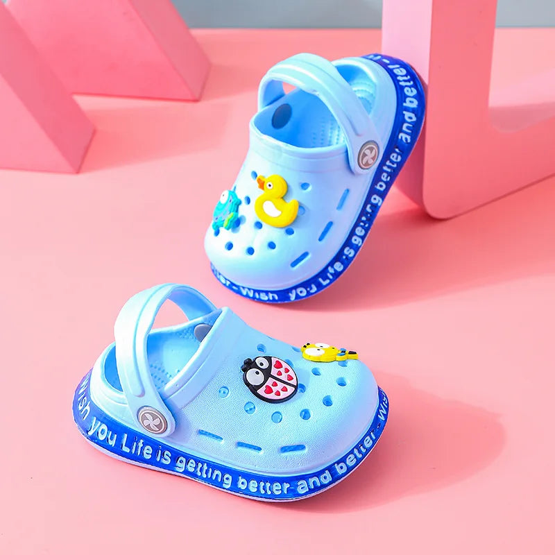 Summer Sandals Kids Mules Baby Boys Girls Cartoon Baby Sandals Flat Heels Solid Cartoon Slippers Children Garden Shoes Sandals