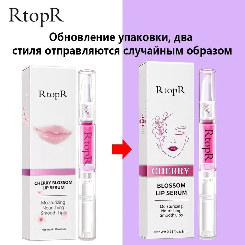 RtopR Cherry Blossom Lip Serum Mask Dry Crack Peeling Repair Reduce Lip Fine Lines Essence Moisturizing Beauty Care 3ml