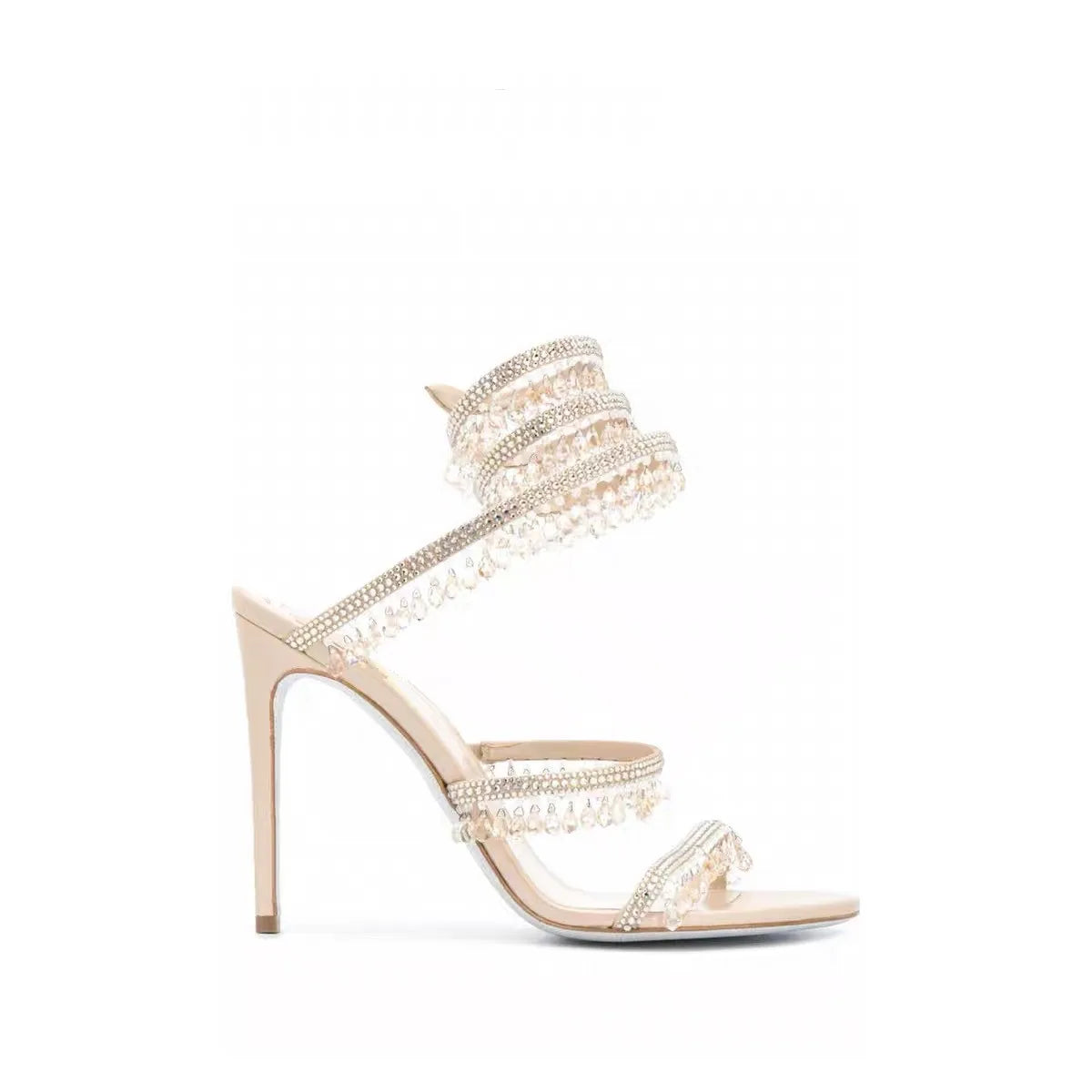 2025 Women's New Rhinestone Sandals Fashion Tassel Crystal Shoes Sexy Nightclub Banquet Party Twining Stiletto Women's Sandals