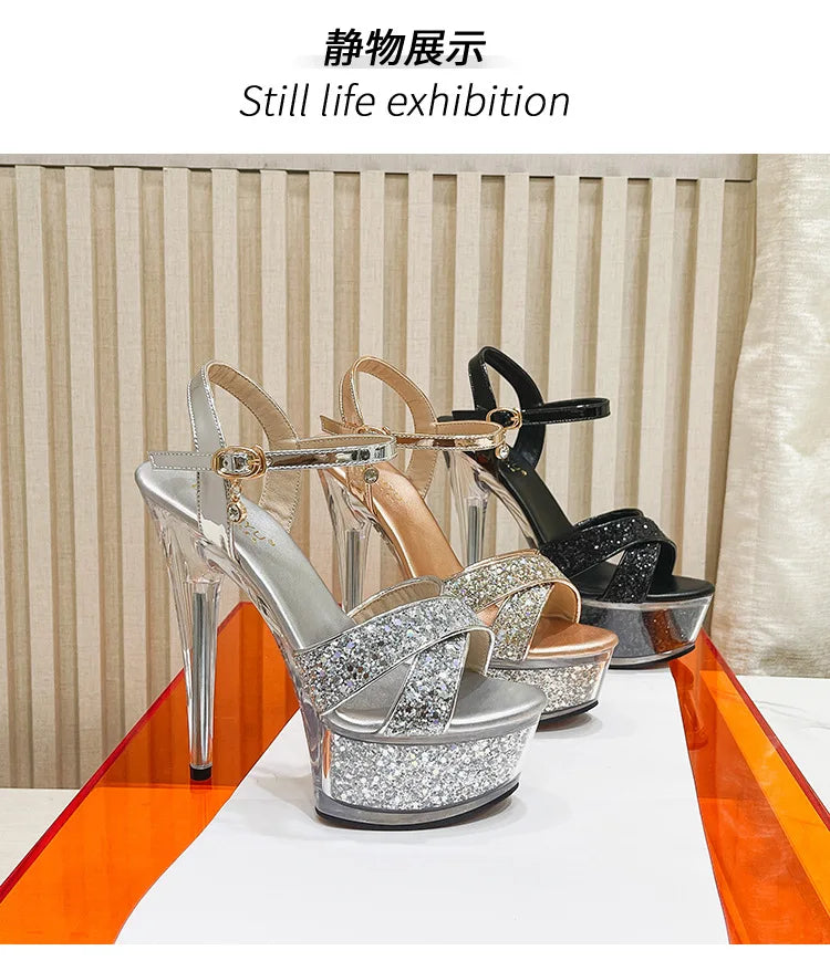 Pole Dancing Platform Party Nightclub Shoes Ladies High Heels Sandals New Arrival 2024 Sexy Stiletto Narrow Band Women Sandals