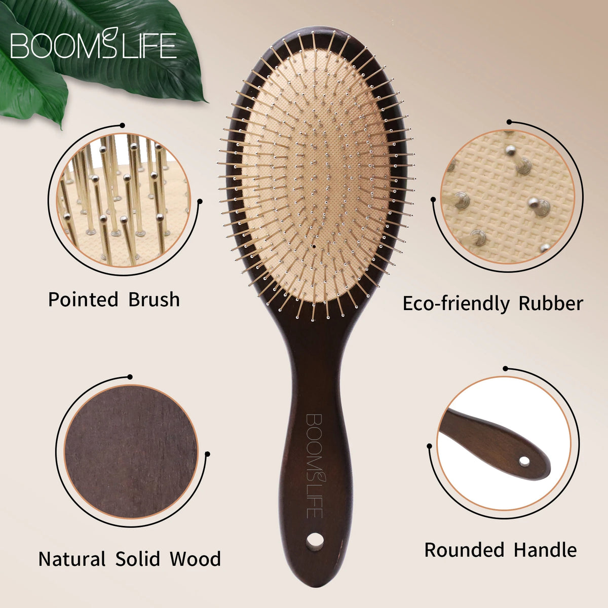 Denman Head Massage Brush, Steel Hair Brush, Wood Hair Brush With Steel Needle