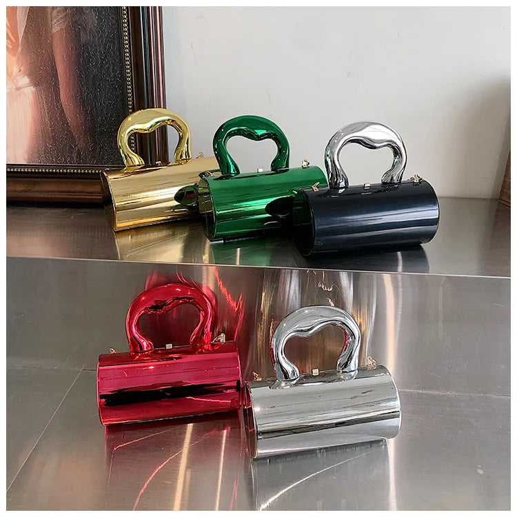 Women's Handbag Bags For Women 2025 Party Clutches Fashion Cylinder Mini Evening Purse Crossbody Shoulder Bag Gold Box Clutch