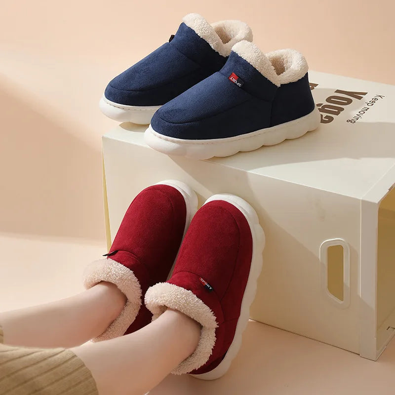 Bebealy New Fur Man Slippers For Women Winter Fluffy Plush Home Cotton Slippers Female Indoor Outdoor Fuzzy Cozy Cotton Shoes