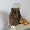 Handmade Women's Summer Straw Beach Shoulder Bag Woven Hollow Drawstring Shoulder Bags Knitted Fashion Female Design Travel Tote
