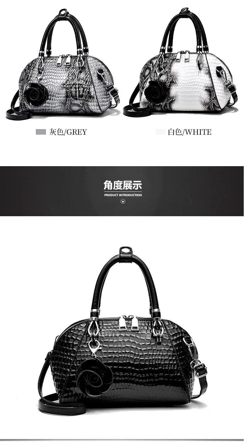 European / American Style Fashion Handbag Yellow Crocodile Pattern Women Tote Bag Ladies Small Shell Messenger Shoulder Bags sac