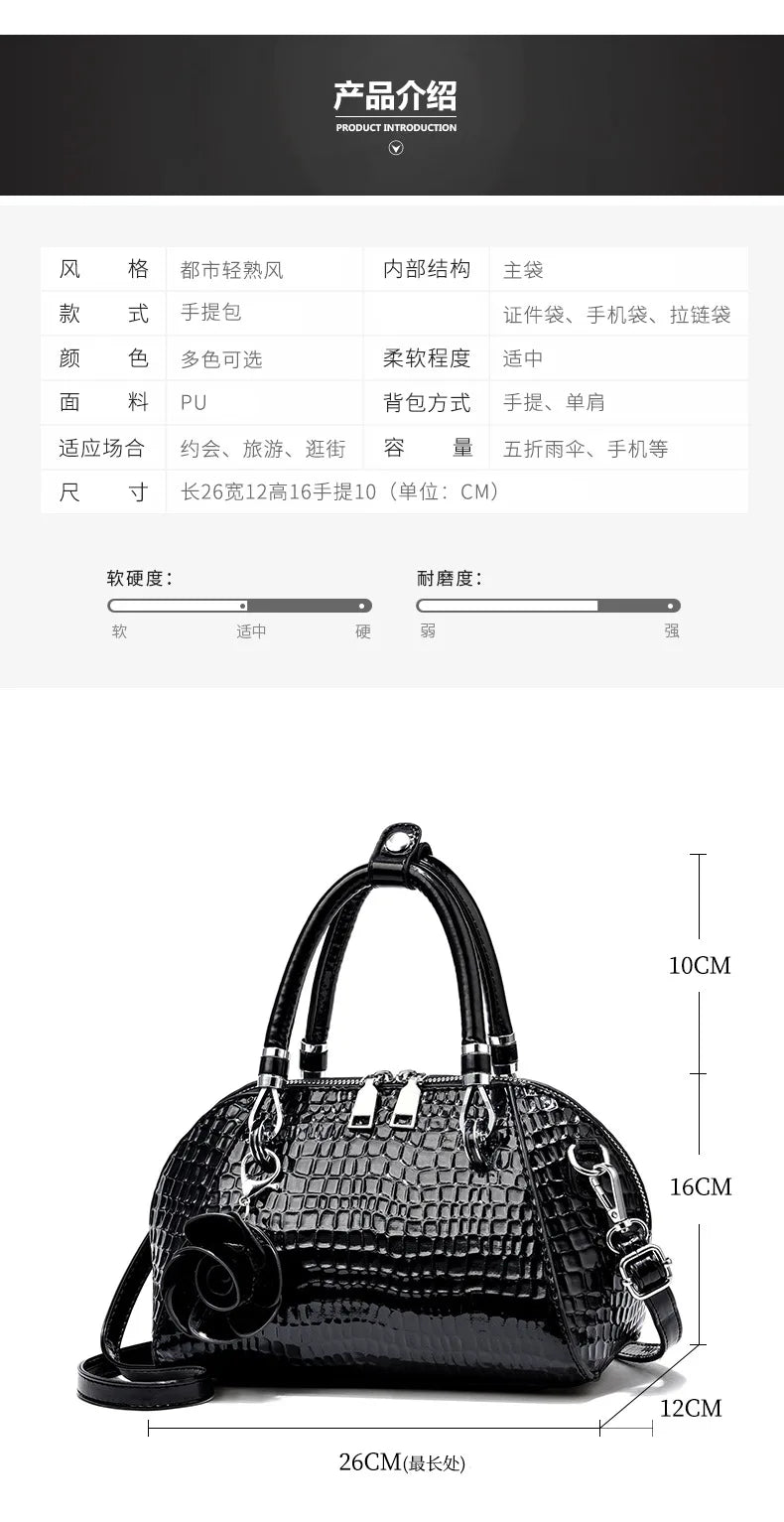 European / American Style Fashion Handbag Yellow Crocodile Pattern Women Tote Bag Ladies Small Shell Messenger Shoulder Bags sac