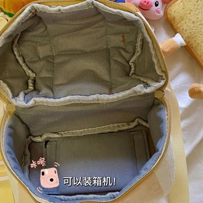 Nylon Cotton Casual Zipper Solid Bread