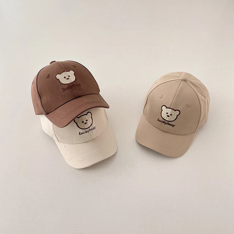 New Summer Adjustable Baby Baseball Cap Toddler Cartoon Bear Embroidery Cute Hats For Kids Girl Boy Soft Cotton Bonnet Sun Hat