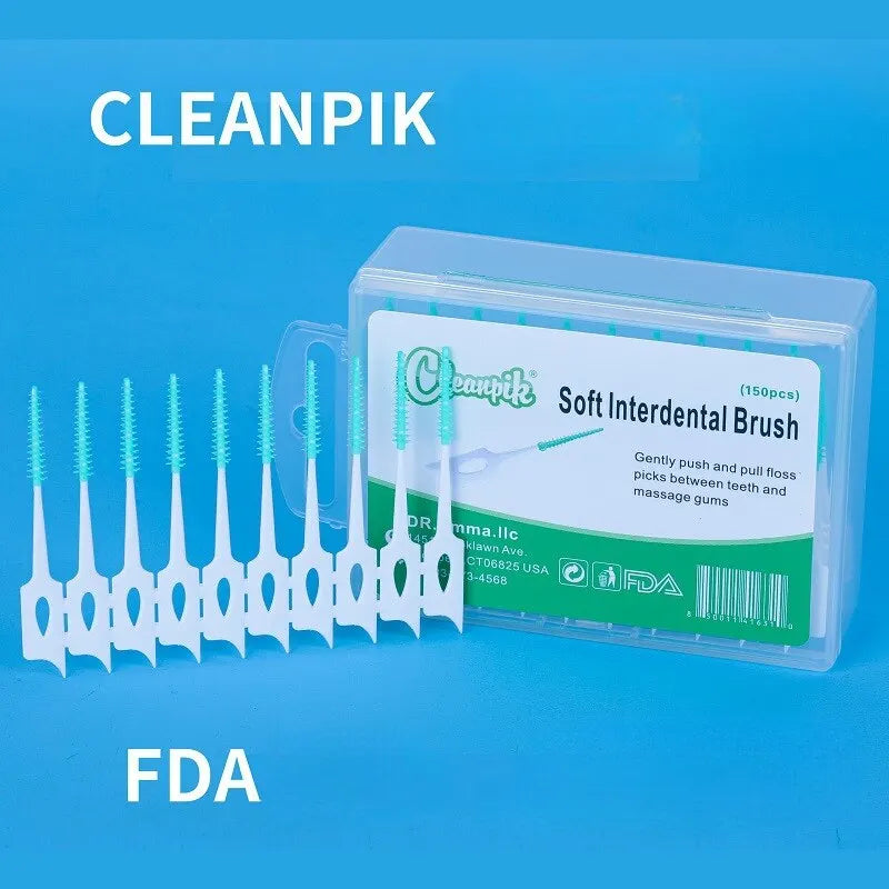 Cleanpik Soft Adhesive Tooth Gap Brush Gingival Massage Brush Cleaning Brush Elastic Massage Tooth Gap 150 Pieces