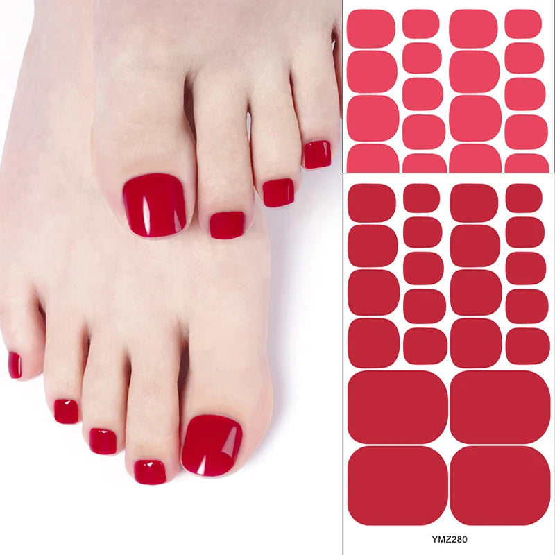 Baking Free Solid Color Toenail Stickers Show Whiteness Waterproof Simple Fashion Nail Stickers Manicure Decals