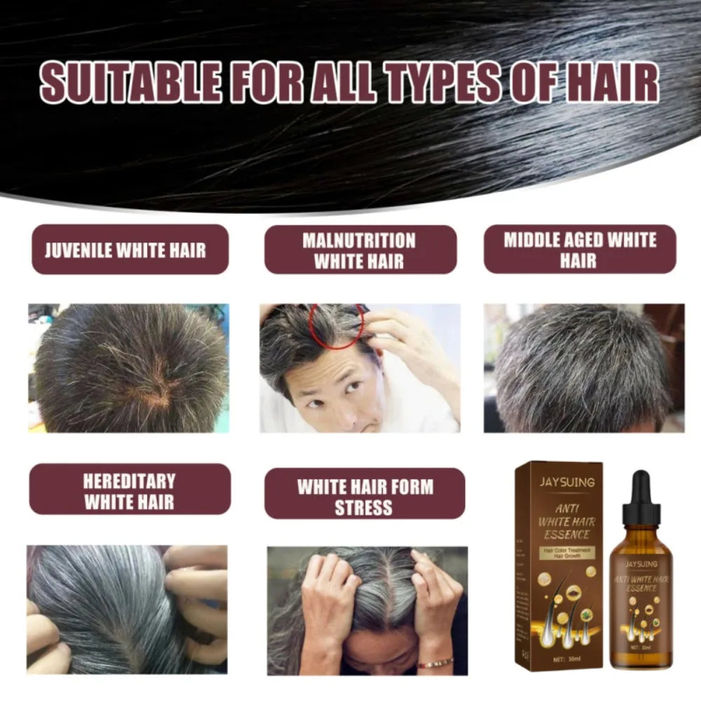 Lasting Anti Gray Hair Treatment Serum White to Black Hair Growth Natural Color Repair Nourish Men Women Anti Hair Loss Products