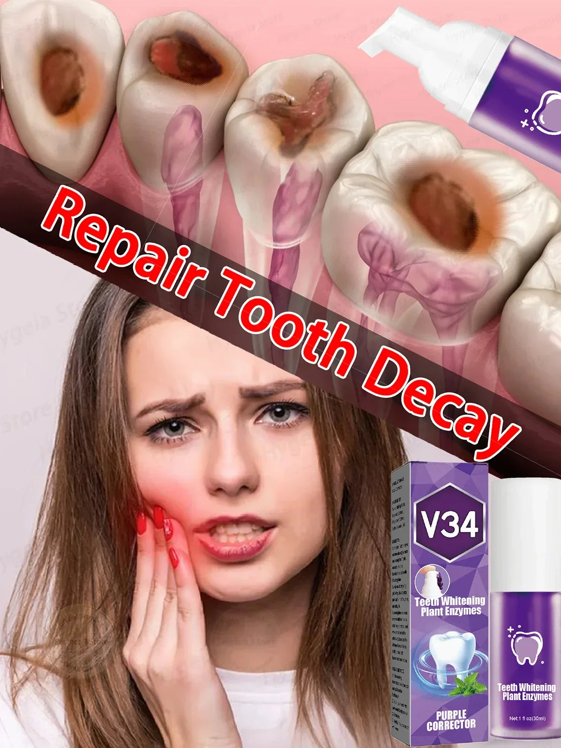 Dental Caries Repair Serum Prevent Tooth Decay Protect Teeth Remove Plaque Oral Cleaning Natural Herbal Extract 30ml