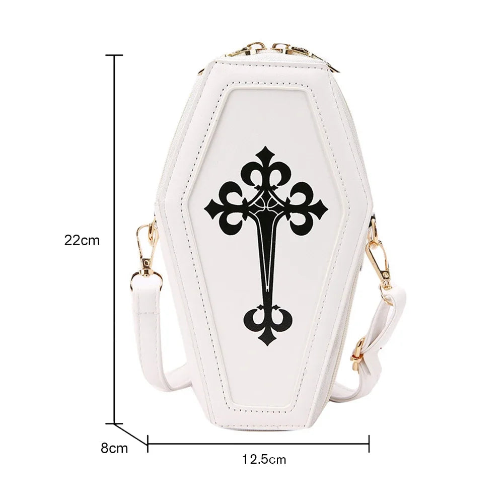Women Fashion Shoulder Bag Large Capacity Coffin Shaped Casual Satchel Bag Adjustable Strap Spider Web PU Leather Chic Hobo Bag