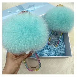 SARSALLYA Fur Slippers Women Real Fox Fur Slides Home Furry Flat Sandals Female Cute Fluffy House Shoes Woman Brand Luxury 2024