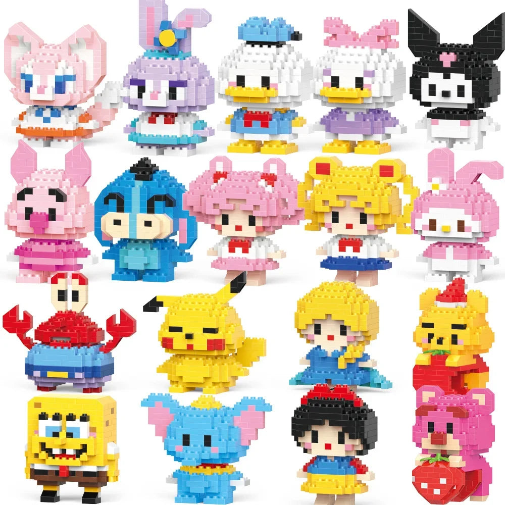 Disney Sanrio Christmas Block Toy Small Particle Cartoon Character Model Construction for Children's Gifts Puzzle Toys