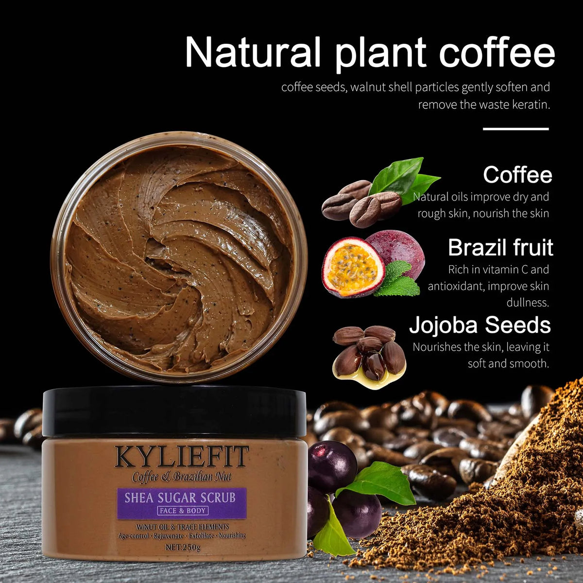 KYLIEFIT ترطيب وتقشير الجسم والوجه واليد والقدم فرك-يحارب حب الشباب ، تبييض البشرة ، هدايا رائعة للنساء والرجال