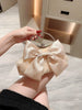 White Satin Bow Fairy Evening Bags Clutch Metal Handle