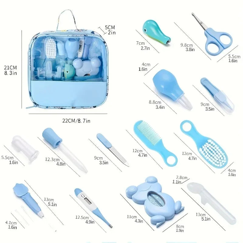 Baby Grooming and Health Kit Safety Care Set Newborn Nursery Health Care Set with Hair Comb Nail Clippers Aspirator Nose Cleaner