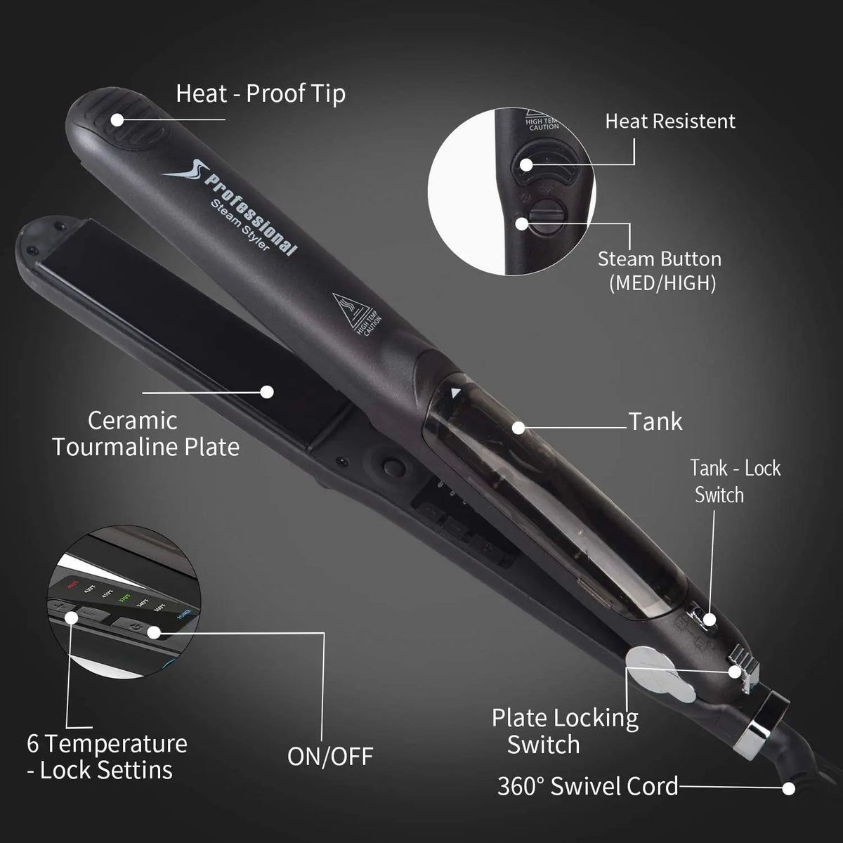 Professional Steam Hair Straightener Ceramic Vapor Hair Flat Iron Seam Hair Straightening Iron Curler Steamer Hair Styling Tool