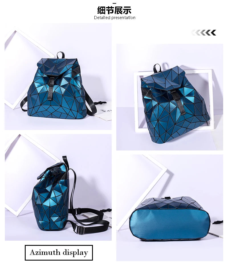 Women Backpack matte Geometric bag Female Backpacks For Teenage Girls Bagpack Drawstring Bag Holographic Backpack