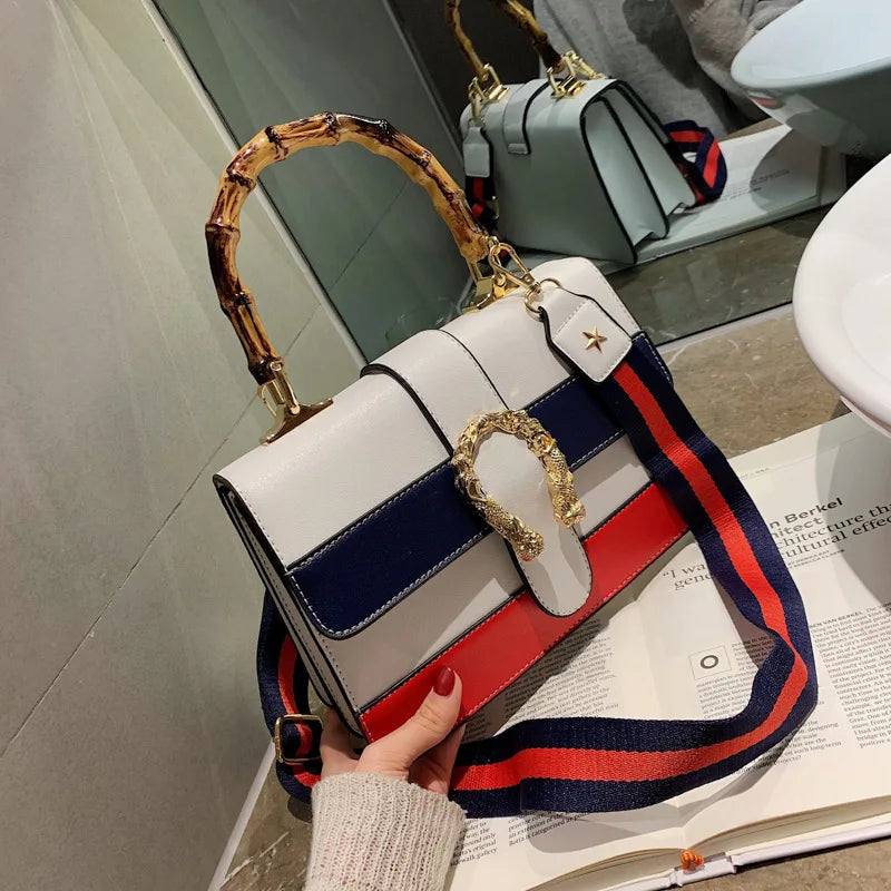 Fashion Colour Blocking Retro Ladies Handbag Temperament