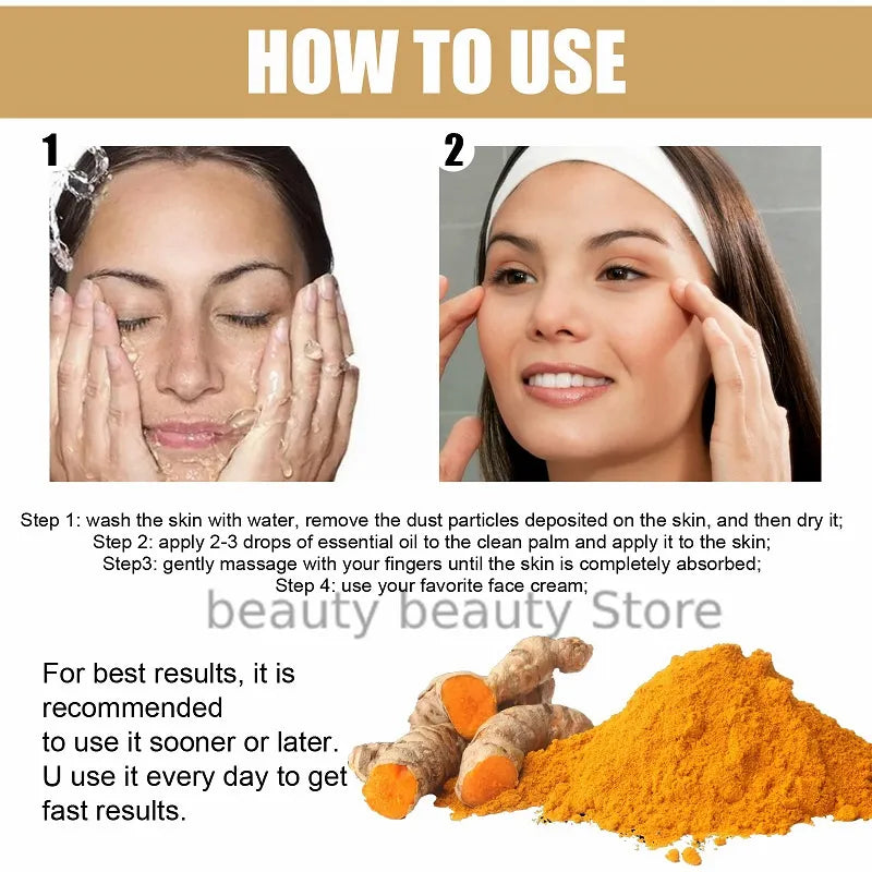 Turmeric Oil Skin To Lightening Acne Dark Patches Acne Bright Skin Dark Spot Corrector Anti Aging Face Whitening Serum Care