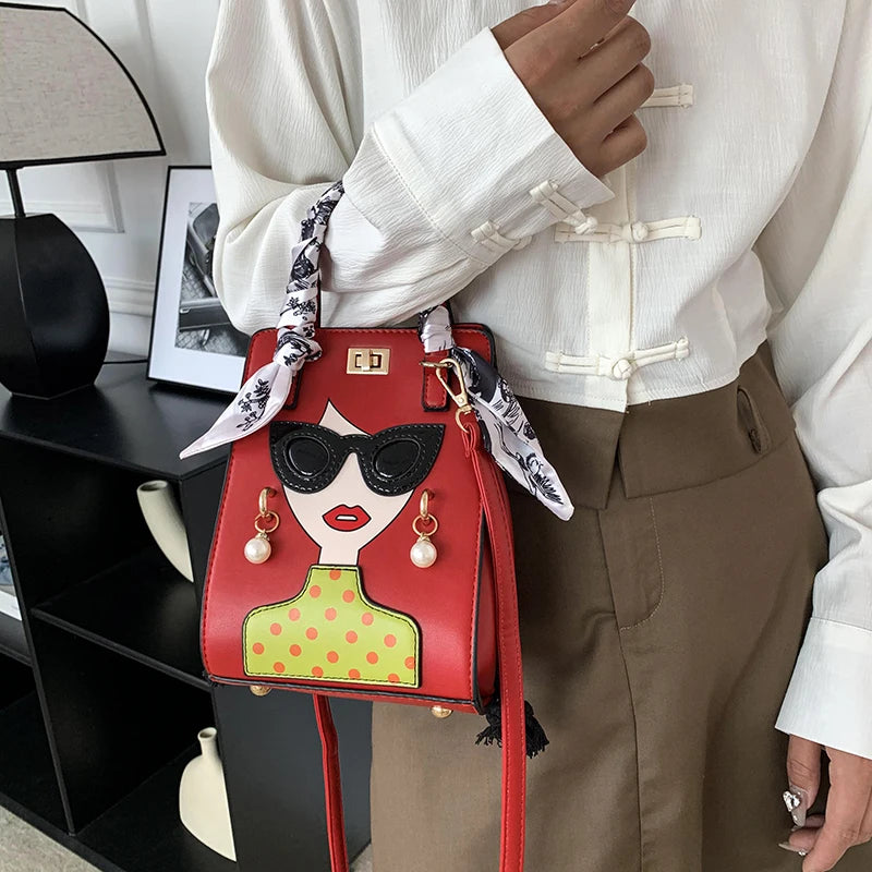 2023 Luxury Brand Hand Bags for Women High Quality PU Shoulder Bag Fashion Glasses Beauty Crossbody Bag Cute Purses and Handbags