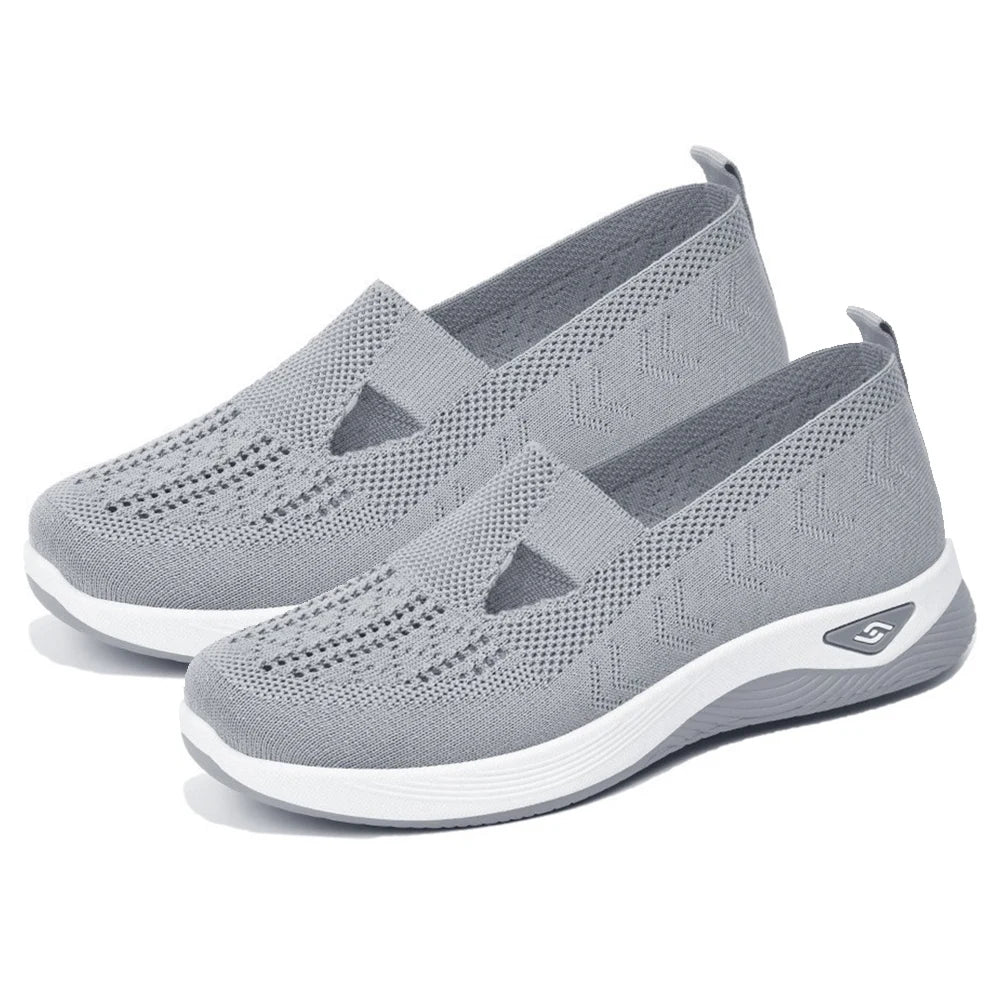 Women's New Summer Shoes Mesh Breathable Sneakers Light Slip on Flat Platform Casual Shoes Ladies Anti-slip Walking Woven Shoes
